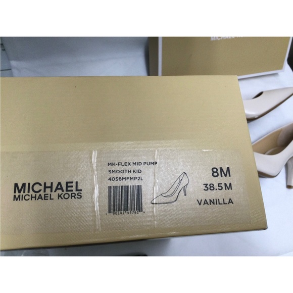 Michael Kors Flex Pump Heels Leather Vanilla Ivory - Picture 14 of 15